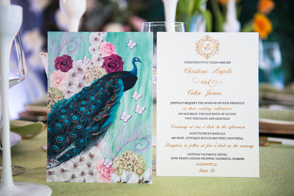 over the moon paper design wedding invitation