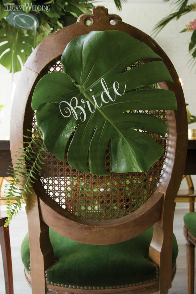 Palm Frond Wedding Chair Sign
