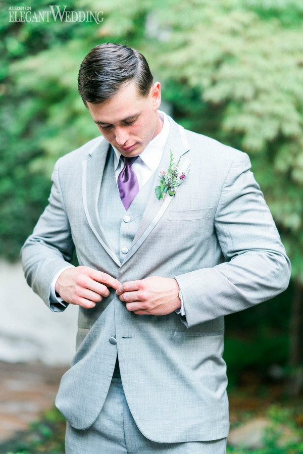 groom in a grey suit