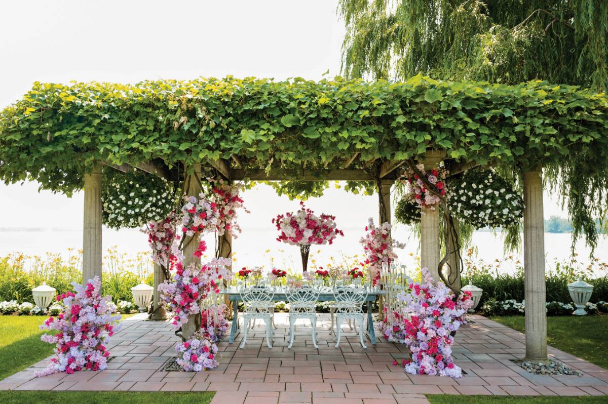 garden wedding theme pink touches